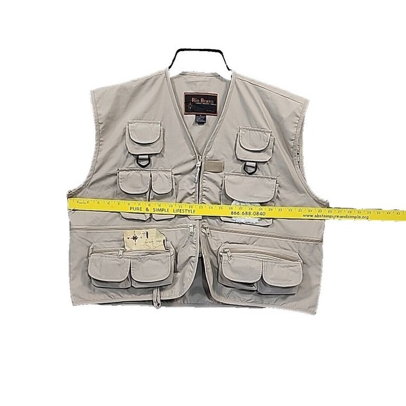RIO BRAVO Tan Cotton Fly Fishing Tackle Safari Vest Jacket Adult Size XL NEW - Picture 5 of 8